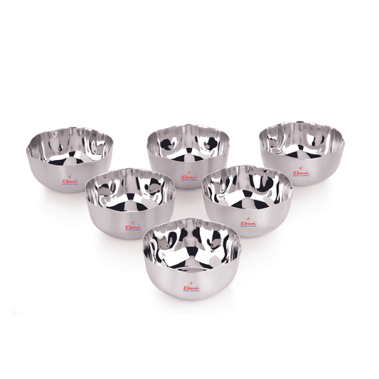 Ebun Heavy Gauge Stainless Steel Bowls Set of 6 - 200 Ml