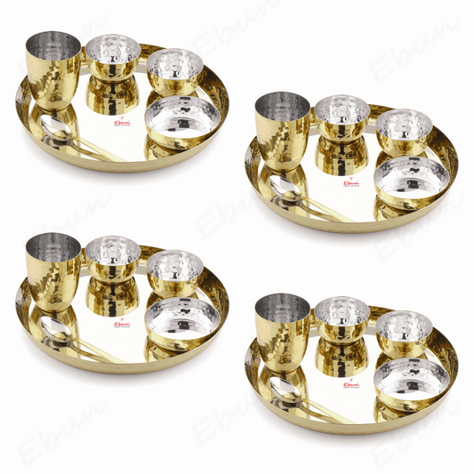 Ebun Stainless Steel PVD Gold Plated Dinner Set - Pack of 4