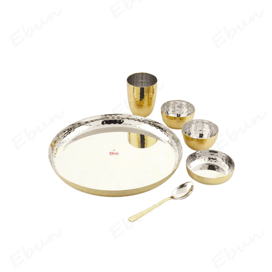 Ebun Stainless Steel PVD Gold Plated Dinner Set - Pack of 1