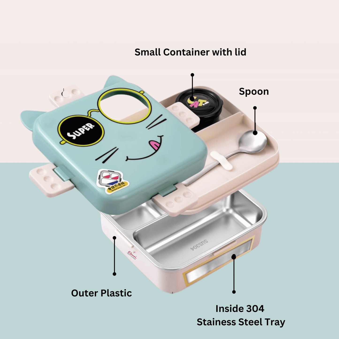 Ebun Stainless Steel Tiffin Box for Kids for School - 1120 Ml