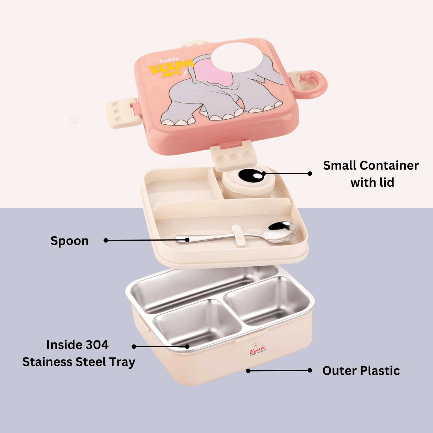 Ebun Stainless Steel Tiffin Box for School - 1120 Ml