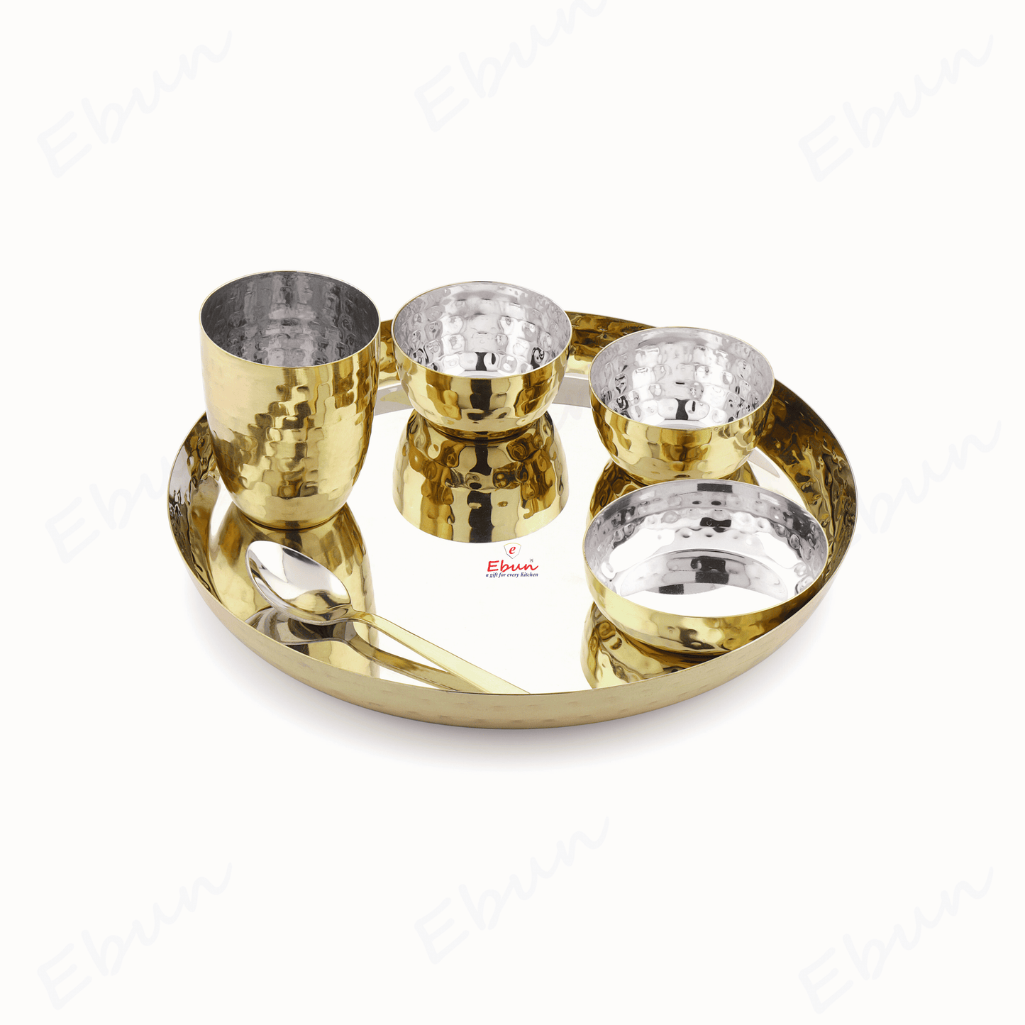 Ebun Stainless Steel PVD Gold Plated Dinner Set - Pack of 6