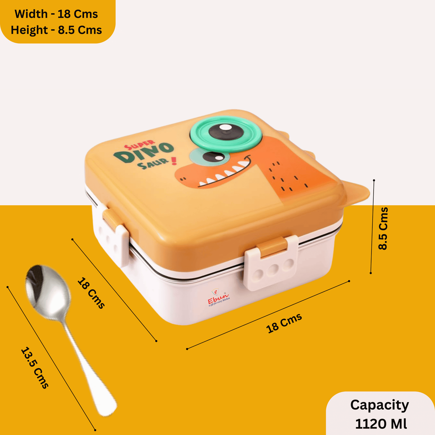 Ebun Stainless Steel Lunch Box for Kids for School - 1120 Ml